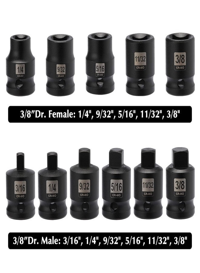 EMENTOL 11PCS 3/8" Drive Pipe Plug Socket Set, SAE, CR-MO, Tapered Male Square Drive- 3/16 Inch to 3/8 Inch, Chamfered Female Square Drive- 1/4 Inch to 3/8 Inch, 11 Pieces Set - Image 2